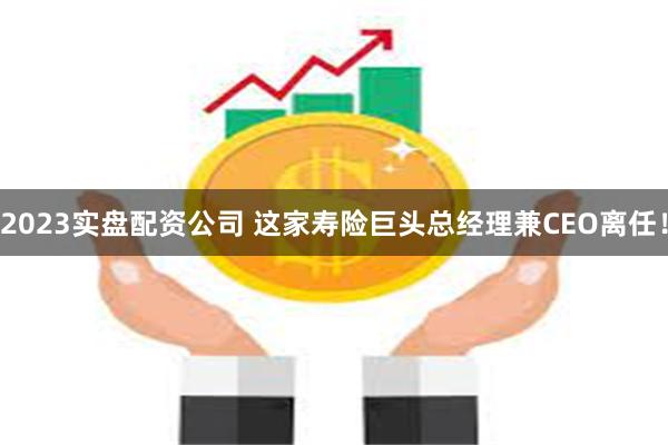 2023实盘配资公司 这家寿险巨头总经理兼CEO离任！